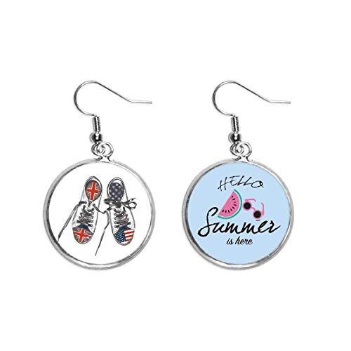 Zapatos de lona y pendientes de sandía con patrón de la bandera para el lóbulo en verano