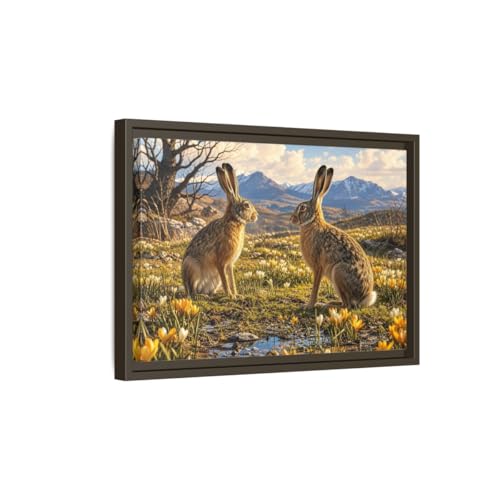 Toile lièvre marron pour console d'entrée ou salon chaleureux 45x30 cm