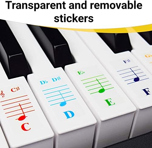 Color Piano and Keyboard Stickers and Complete Color Note Piano Music Lesson and Guide Book 1 and Book 2 for Kids and Beginners; Designed and Printed in USA 6 41WGIuxH YL. AC