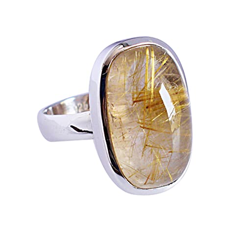 Bague en argent 925 et pierre rutile dorée pour sublimer vos tenues
