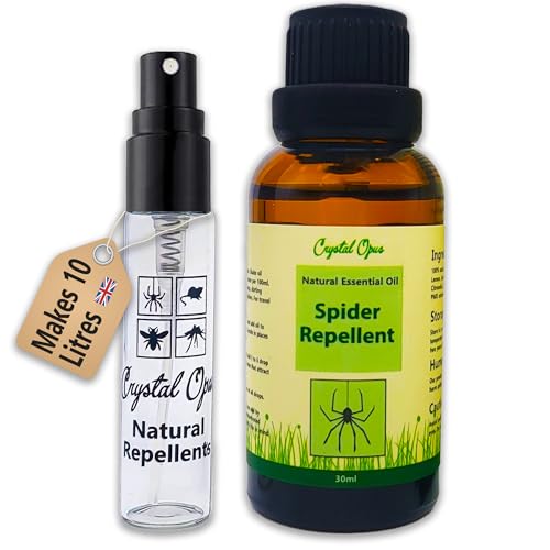 Spider Repellent Natural Spray. Blend of 12 Essential Oils That Deter Spiders. Tried & Tested. Concentrated & Makes 10+ litres. Humane, Economical, Effective & Safe Deterrent. Home, Garden & Holiday.