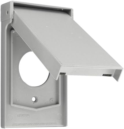 Leviton 4980-GY 1-Gang Single 20A or 30A Locking Receptacle Wallplate Cover, Weather Resistant Thermoplastic, Device Mount, Vertical, Gray