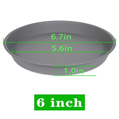Angde 6 Packs Of Plant Saucer Tray 6 Inch, 4 5 6 8 10 12 14 16 18 20 Inch Heavy Duty Plastic Drip Trays Saucers For Indoors Outdoor Garden, Flower Pot Drainage Tray, Plate For Planter 5-7" (6", Gray) #TOP1