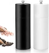Salt and Pepper Grinder Set of 2, 6.5 Inch Wood Pepper Mill &amp; Salt Grinder with Adjustable Coarse...