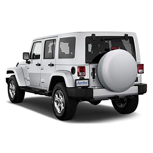 AmFor Spare Tire Cover, Universal Fit for Jeep, Trailer, RV, SUV, Truck and Many Vehicle, Wheel Diameter 30" - 31", Weatherproof Tire Protectors (White) - Thumbnail 7