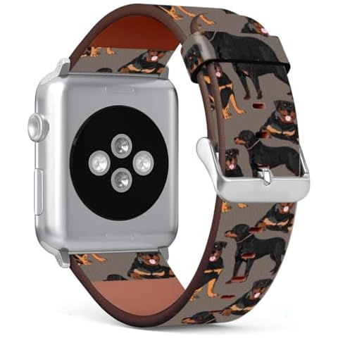 Trofung Compatible with Apple Watch Band 49mm 45mm 44mm 42mm Ultra SE Series 9 8 7 6 5 4 3 2 1, PU Leather Band Replacement standard straps - Rottweiler, B10299 Cover