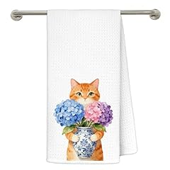 A-tabby Cat Floral Towels