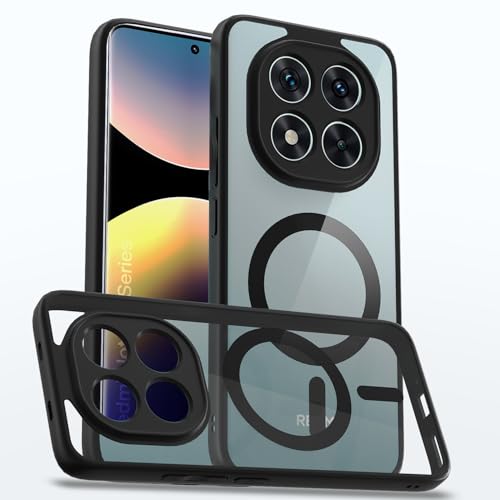 Image of Amazon Basics Back Cover for Redmi Note 15 Pro 5G Compatible with Mag-Safe | Shockproof Design | Hard Transparent Back Case (Black Mag-Safe)