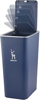 Trash Can, Plastic Garbage Can,3 Gallon Waste Basket for Bathroom, Bedroom, Modern Home Garbage Bin with Push Button, Commercial Trash Bin for Living Room, Office,Toilet, Outdoor (Navy Blue)