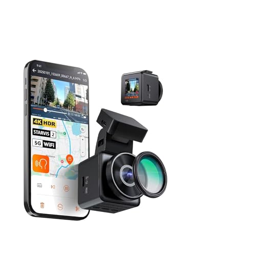 E1 Pro 4K Mini DashCam Front STARVIS 2 Plate Pix™ HDR Night Vision Dash Camera per auto 5G WiFi e supporto GPS 1 TB Max(1T)