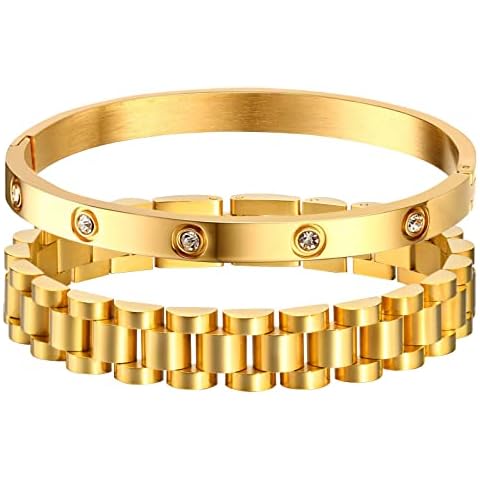 MPRAINBOW 2pcs Gold Chain Link Bracelet Cover