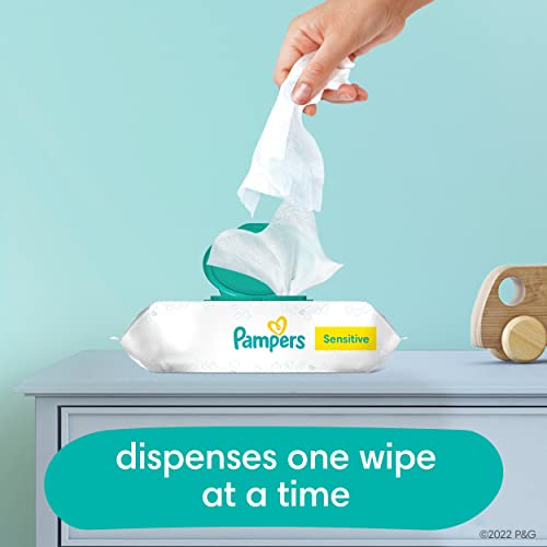 Baby Wipes, Pampers Sensitive Water Based Baby Diaper Wipes, Hypoallergenic And Unscented, 1X Pop-Top Pack, 56 Total Wipes (Packaging May Vary) #TOP5