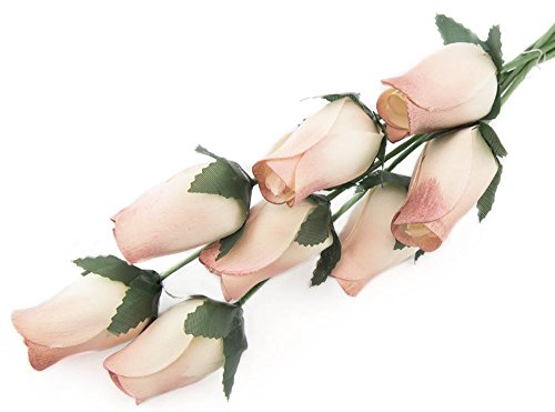 White Roses with Cinnamon Tips Bunch of 8 Closed Bud Wooden Roses for Crafts Custom Bouquets and Other DIY Projects. Choose Form Over 60 Colors