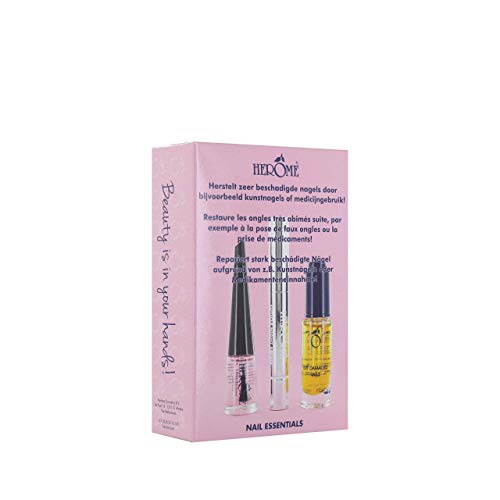 Herome 3-in-1 Maniküre Set mit Nagelhärter & Nagelöl -1 set- verstärkt beschädigten Nägel (Nail Essentials Set Rosa) – Bild 3