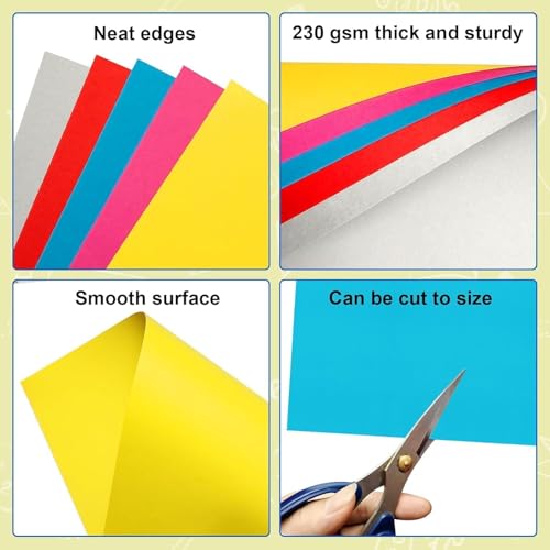Image of 50 Pcs Poster Board Colorful Paper 11.7x16.5, ROOKEA Vision Boards Bulk Blank Graphic Display Posterboard Card Paper for Kids School Classroom Arts Craft Projects Drawing Scrapbooking