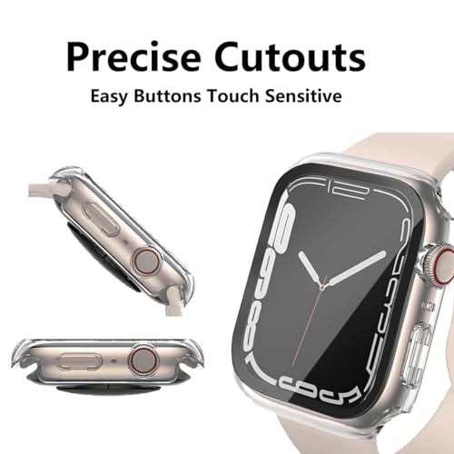 Image of HANKN 2 Pack Hard Case for Apple Watch Series 11 /10 42mm Tempered Glass Screen Protector Case, Full Coverage Shockproof Iwatch Bumper Cover (42mm, Clear x 2)