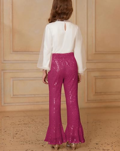 Image of GRACE KARIN Girls Sequin Pants Sparke Trouser Glitter Dance Bell Bottoms 5-14