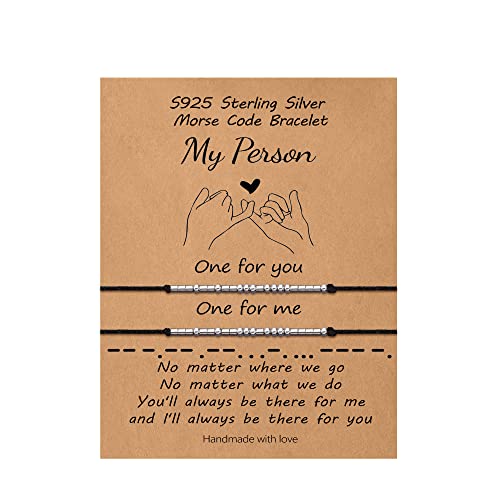 2 Braccialetti Da Donna In Argento Sterling S925 Con Codice Morse Per Coppie, Amici, Braccialetti Dell'amicizia, Regali Di San Valentino, Compleanno Per Donna, 11 Pollici,