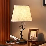USB Touch Table Lamp Traditional Bedside Lamp with Dual USB Charging Ports, Kakanuo 3 Way Dimmable...