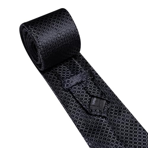 Image of YOHOWA Men Plaid /Striped Ties Set Silk Business Wedding Formal Fashion Necktie and Pocket Square Cufflinks Set