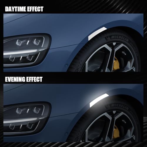 Image of 2PCS Car Reflective Trim Side Marker Stickers, Side Reflectors for Car, Anti-Collision Automatic Bumper Fender Stickers, Auto Exterior Accessories Reflector Guard Fit Cars (White, 4PCS)