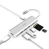 Lenovo USB C Hub, 7 in 1 Type C Adapter USB C Ladeanschluss, 4K HDMI, SD/TF Kartenleser, 3 USB...