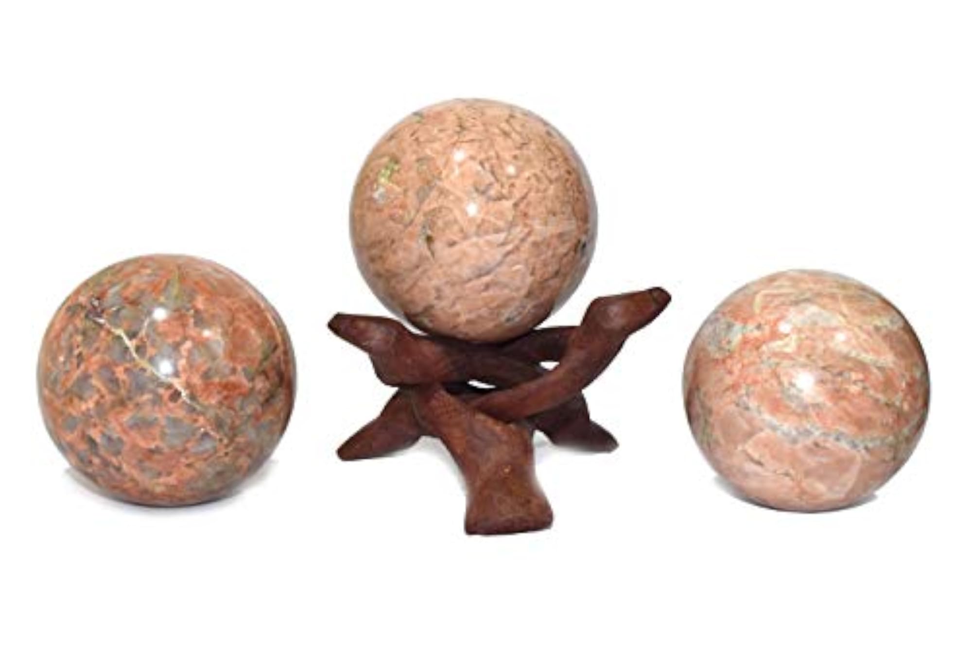 Peach Moonstone Natural Healing Crystal Ball with Stand, Size 1.5-2 Inch
