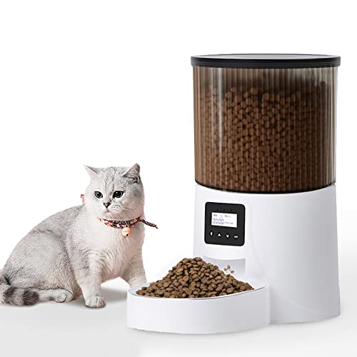SLuB Automatic Cat Feeder 4L Pet Food Dispenser Precise Timer, 10s Voice Recorder, LCD Display and Dual Power Supply Design 1-4 Meals per Day Suitable for Small and Medium Pet Cats and Dogs
