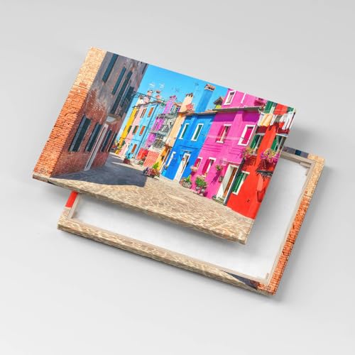 Tableaux 60x40cm Burano - Peinture murale quartier coloré Wallfluent