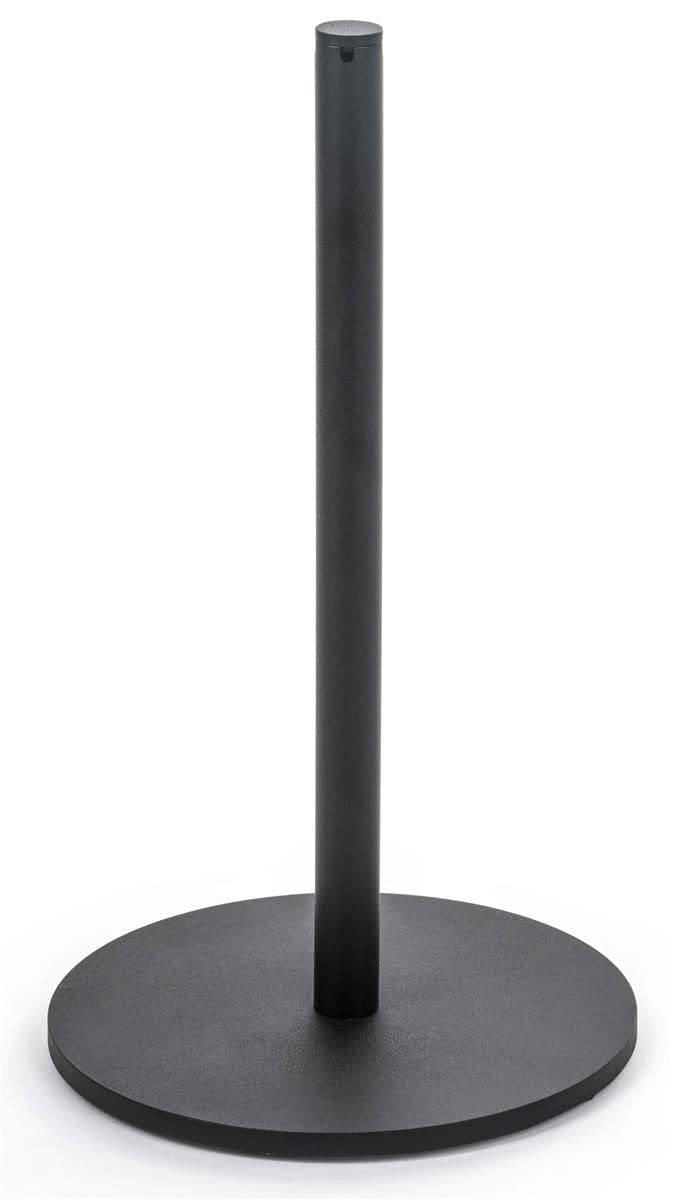 Displays2go Set of (8) QueuePole.Slim 16” Stanchion Posts with 100’ Black Elastic Cord (FD16KBK08)
