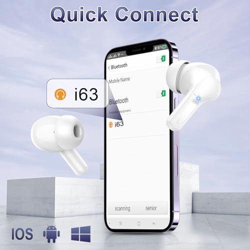 Image of Wireless Earbuds Bluetooth Headphones, 2026 Hi-Fi Stereo Deep Bass Ear Buds, 4 ENC Noise Cancelling Mic, USB Fast Charging in-Ear Earphones, IP7 Waterproof Workout Sport for Laptop Pad Android iOS