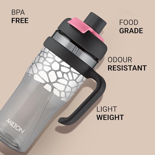 Image of MILTON Champion 1250 2-in-1 Sip or Gulp Lid Tumbler 1.21L | Tritan Plastic Water Bottle with Handle | Leak-Proof, BPA-Free | Perfect for School, Gym, Office, Travel Bottle for Men and Women, Black
