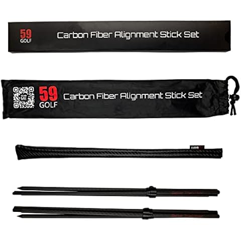 59Golf - Carbon fiber alignment golf stick set : 2x tour pro carbon sticks + 1x PU leather alignment stick cover Cover