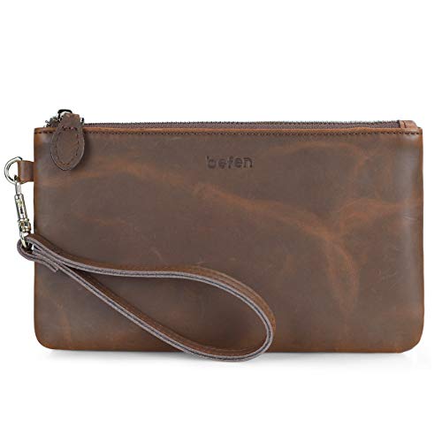 Befen Crazy Horse Leather Wristlet Clutch Wallet With Small Vintage Messenger Crossbody thumb #1
