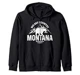 Montana Grizzly Bear Vintage Camping Hiking Souvenir Zip Hoodie