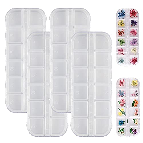 10 Piezas Caja de Clasificación Transparente Caja de Joyas 12 Rejillas Caja Transparente Organizador Compartimentos Plástico Caja Organizador Compartimentos para Nail Cadena Rhinestones Beads Cover
