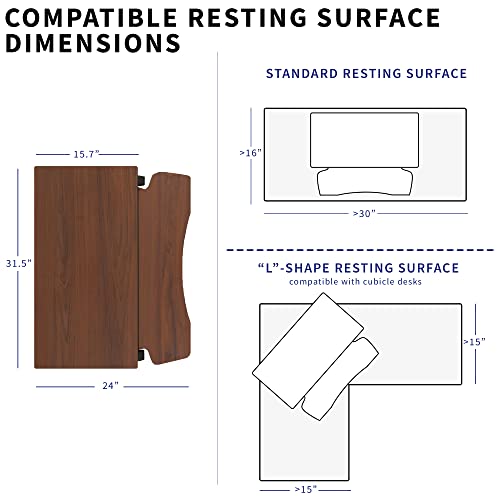 Image of VIVO 32 inch Desk Converter, K Series, Height Adjustable Sit to Stand Riser, Dual Monitor and Laptop Workstation with Wide Keyboard Tray, Dark Walnut Top, Black Frame, DESK-V000KA