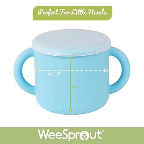 image for WeeSprout Snack Containers, Food Grade Silicone Cups, Spill-Proof Tops