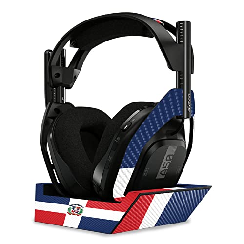 Image of MightySkins Carbon Fiber Skin Compatible With Astro A50 Wireless Headphones + Base Station (Gen 4) - Dominican Flag | Protective, Durable Textured Carbon Fiber Finish | Easy To Apply | Made in the USA