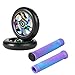 2pcs Remplacement des Roues de Scooter 100mm Scooter Roulant des Roues de Scooter avec des poignées de Scooter Scooter Freestyle Roue Trotinette Freestyle 100mm (Color : Black with Purple)