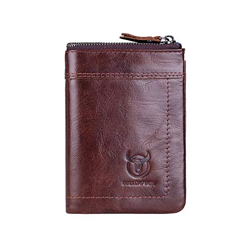Garyesh - Cartera de Piel para Hombre, multifunción, con protección RFID, Primera Capa, Piel de Vacuno, con Gran Capacidad, con posición de Varias Tarjetas Kaffee2 Talla única