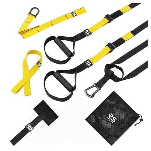 RS SPORT Allenamento in Sospensione, Kit con Cinghie e Sistema di Ancoraggio Porta, Regolabile, Allenamento Fitness per Tutto il Corpo a Casa, Palestra, in Viaggio, per Uomo e Donna.