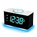 Emerson ER100401 Smartset 15Watt Ultra Fast Wireless Charging Dual Alarm Clock Radio with Bluetooth Speaker, USB Charger, Cyan LED Night Light and 1.4