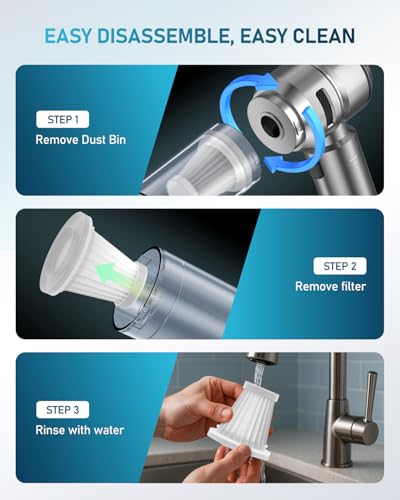 Image of VNOST Car Vacuum,3 Suction Modes,Portable Mini Cordless Cleaner with 24000pa Suction Power,Type-C Charge,Handheld Vacuum for Home,Car,Birthday Gifts for Men Dad Husband (Titanium)