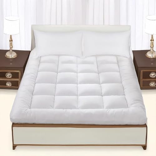 AVENAT Mattress Topper 5cm Deep Thick Double Bed - Ultra Soft, Micro Fiber Quilted Box Comfort Super Fluffy Hollow Fiber Filling Strong Elastic Bands (Double 137x190cm)