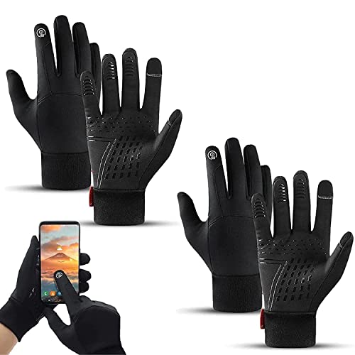 RURING Thermohandz Thermohandschuhe Thermohandschuhe Handschuhe Thermohandschuhe Winddicht Winterhandschuhe Touchscreen für Radfahren Laufen, schwarz 2, XL Cover