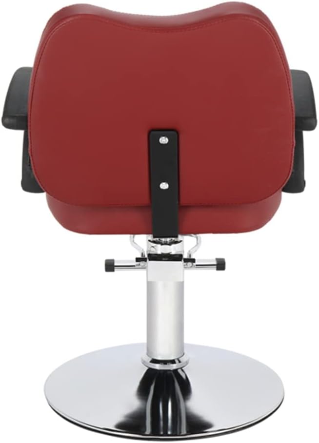 Barber Chair Red PVC Load-Bearing 150kg Leather Round Iron Base Barber Chair