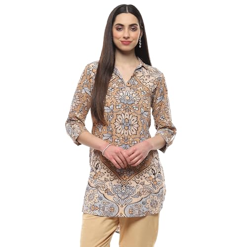 Image of BIBA Women Rayon Straight Fit Floral Printed Kurti