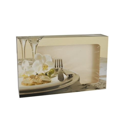 PAPSTAR 5 scatole di cartone per il trasporto e la catering, 8 cm x 46 cm x 31 cm, orchidea con finestrella, 16 confezioni da 5 pezzi (totale 80 pezzi)
