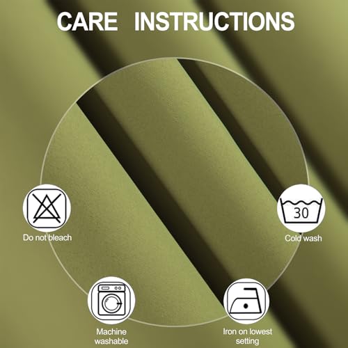 Image of LEMOMO Blackout Curtains 66 x 72 Inch Long Olive Green Curtains Set of 2 Panels Room Darkening Curtains for Bedroom and Living Room